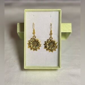Gold Sunflower Earrings